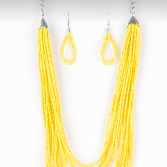 paparazzi Jewelry Peacefully Pacific Yellow Seed Bead Necklace